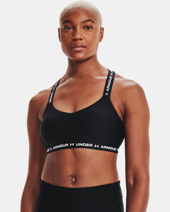 Soutien-gorge de sport à dos croisé et maintien léger UA pour femme, Black, pdpMainDesktop image number 2